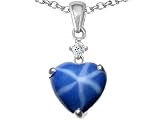1.80 cts 14K Gold Plated 925 Sterling Silver Heart Shaped Created Star Sapphire Pendant - 14kt White or Yellow Gold