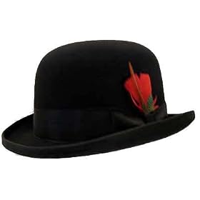 GANGSTER BLACK WOOL USHER DERBY FEDORA HAT W/FEATHER