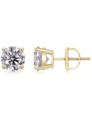 2 ct Solitaire Diamond Stud Earrings in Yellow Gold