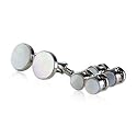 Mens Mother of Pearl and Silver Cufflinks and Studs Formal Set