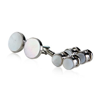 Mother of Pearl Silver Cufflinks and Studs Formal Set