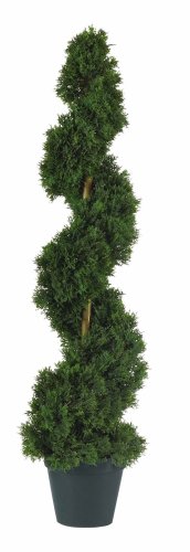 (Two) 3 ft Outdoor Artificial Cedar Spiral Topiary Trees