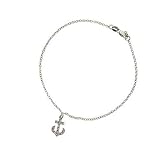Bling Jewelry Sterling Silver CZ Anchor Charm Anklet