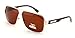 Classic Large Square Frame Flat Top Polarized Avaitor Sunglasses with Rectangle Metal Accent (Gold/Brown, Brown)