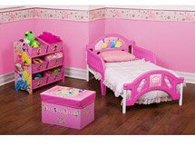 Disney Princess Room in a Box ( Bed, Soft Toy Box , 6 Bin Toy Storage Organizer, 7 Small Wall Stickers)