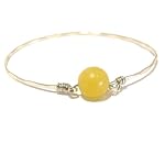 Aragonite Bracelet 06 Bangle Yellow Silver Wavy Metal Gemstone Crystal Healing Reiki Rock