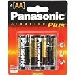 Panasonic AM-3PA/4B Alkalineplus AA Batteries, 4 Pack (Black)