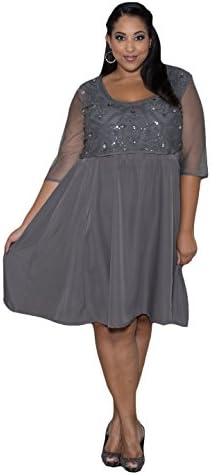 Sealed With A Kiss Designs Plus Size Yasmine Beaded Dress - Size 3X, Charcoal
