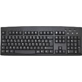 Black French European (AZERTY) USB Wired Keyboard (Black Keys/White Characters or Letters)