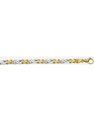7mm Fancy Two Tone Gold Link Bracelet 7"