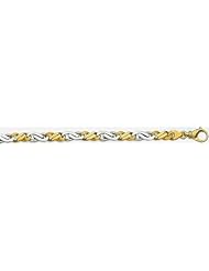 7mm Fancy Two Tone Gold Link Bracelet 9"