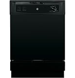 GE GSC3500NBB Full Console Portable Dishwasher with 5 Wash Cycles, 2 Wash Options, Dial Controls, Nylon Racks, Candlelight Woodgrain Laminate Top and 64 dBA Sound Package: Black on Black