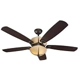 Monte Carlo 5SKR52RBD Silver Lake 52-Inch 5-Blade Ceiling Fan with Remote, Uplight, Light Kit and Roman Bronze/American Walnut Blades, Roman Bronze