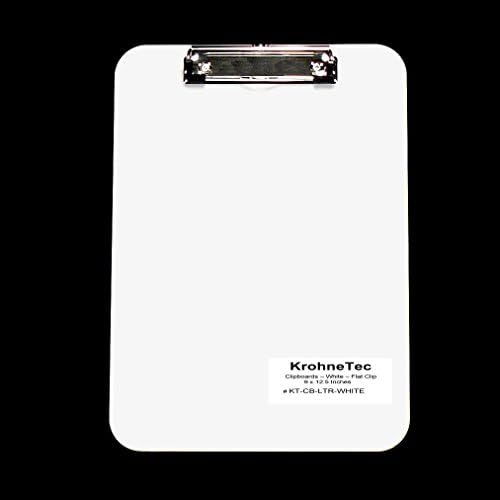 KrohneTec Clipboards - White - Flat Clip - 9 x 12.5 Inches - 3 Units