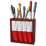 Flags - Poland Flag - Tile Pen Holders-5 inch tile pen holder