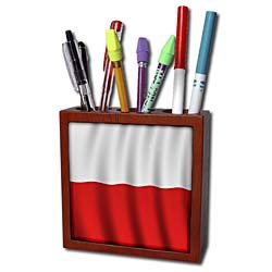 Flags - Poland Flag - Tile Pen Holders-5 inch tile pen holder