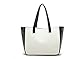 Caixia Women's Faux Leather Black White Splicing Tote Bag Small Size