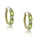 Yellow Gold Hoop Earrings w Peridot and Diamond Gems