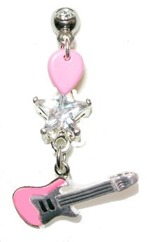 Guitar & Pick with Rock Star Belly Button Ring