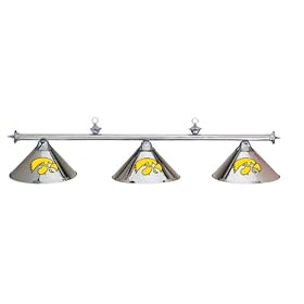 Iowa Hawkeyes 3pc CHROME POOL TABLE LIGHT LAMP W  SHADES