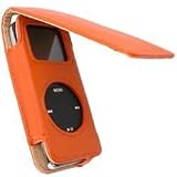 yooZoo Leather Flip Case for Apple iPod nano 1G 1GB/2GB/4GB models with Belt Clip, Lanyard, and Screen Protector - Sunrise Orange