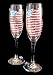 America's Flag Design - Hand Painted - Matching Set of Toasting Flutes - 6 oz.