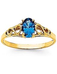 14k Yellow gold Madi K Synthetic Blue Zircon Ring