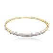 18k Yellow Gold Plated Sterling Silver Genuine Diamond Accent Hinged Bangle Bracelet, 7.25