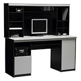 Ameriwood Work Center with Hutch, Gray/Black