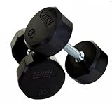 125 lbs 12-Sided Rubber Encased Dumbbell