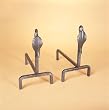 Natural Wrought Iron Linden Leaf Andirons