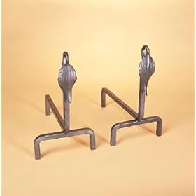 Natural Wrought Iron Linden Leaf Andirons by Market Merchants
