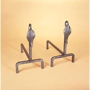 Natural Wrought Iron Linden Leaf Andirons
