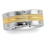 Two Tone Crystal Diamond Ladies Wedding Band - B0009PMXNI