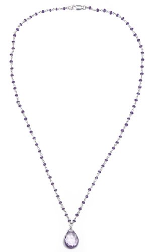 Sterling Silver Amethyst Drop Necklace, 16.5