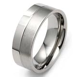 8MM Titanium Ring with Lower Thicker Section is Polished and Top Section is High Polished