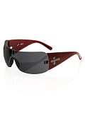 Guess - GUESS Rimless Shield w/ Gothic Cross Sunglasse, RED