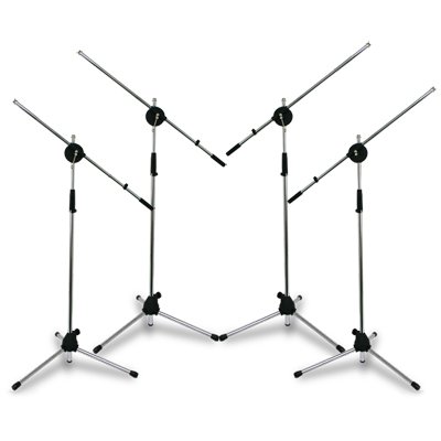 Seismic Audio - FOUR (4) Tripod Microphone Mic Boom Stand - PA/DJ/Band/Church/Wedding use