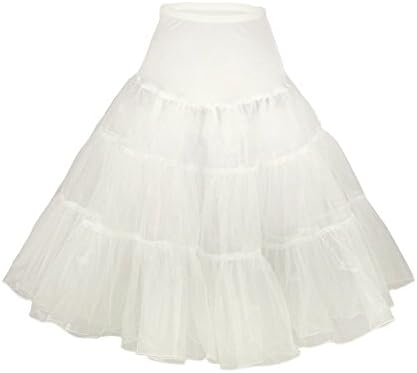 Luyan 50s Vintage Rockabilly Net Petticoat Skirt Tutu ,26" Length (8, Ivory)