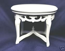 Handcarved White Victorian Roundtable Dollhouse Miniature