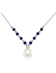 14K Gold Drop Necklace with Natural Purple Amethysts & Grade A/A+ cultured Freshwater Pearl