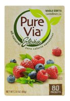 PureVia Stevia All Natural Zero Calorie Sweetener -- 80 Packets, 2.8-Ounce