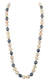 Silver on Copper Lavender Pink Black Freshwater Cultured Pearl Heart Shape 18 inch Necklace Toggle Clasp