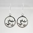Round Om (Aum) Open Design Dangle Earrings in Sterling Silver, #9228