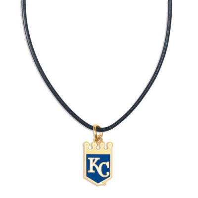 KANSAS CITY ROYALS OFFICIAL GOLD LOGO LEATHER NECKLACE