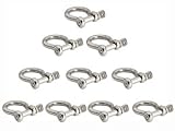 Cosmos ® 10 PCS 3/8 inch Silver Color Stainless Steel Bow Shackles with Cosmos Fastening Strap