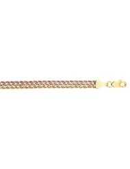 7.5" 10K Yellow, White & Rose Gold Polished Diamond Cut Tri-Color Rope Fancy Ladies Bracelet w/ Lobster Clasp
