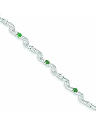0.7 Carat 14K White Gold w/ Diamond and Emerald Gemstone Bracelet