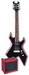 B.C. Rich Red Bevel Warlock with Amp