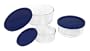 Pyrex 6010170 Storage 6-Piece Round Set, Clear with Blue Lids